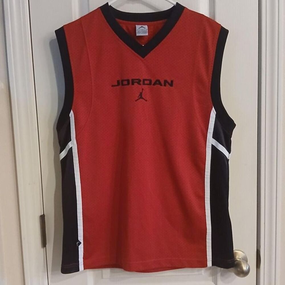 Rare Vintage Y2K Jordan Jumpman Red and Black Sleeveless Jersey Men's XL
